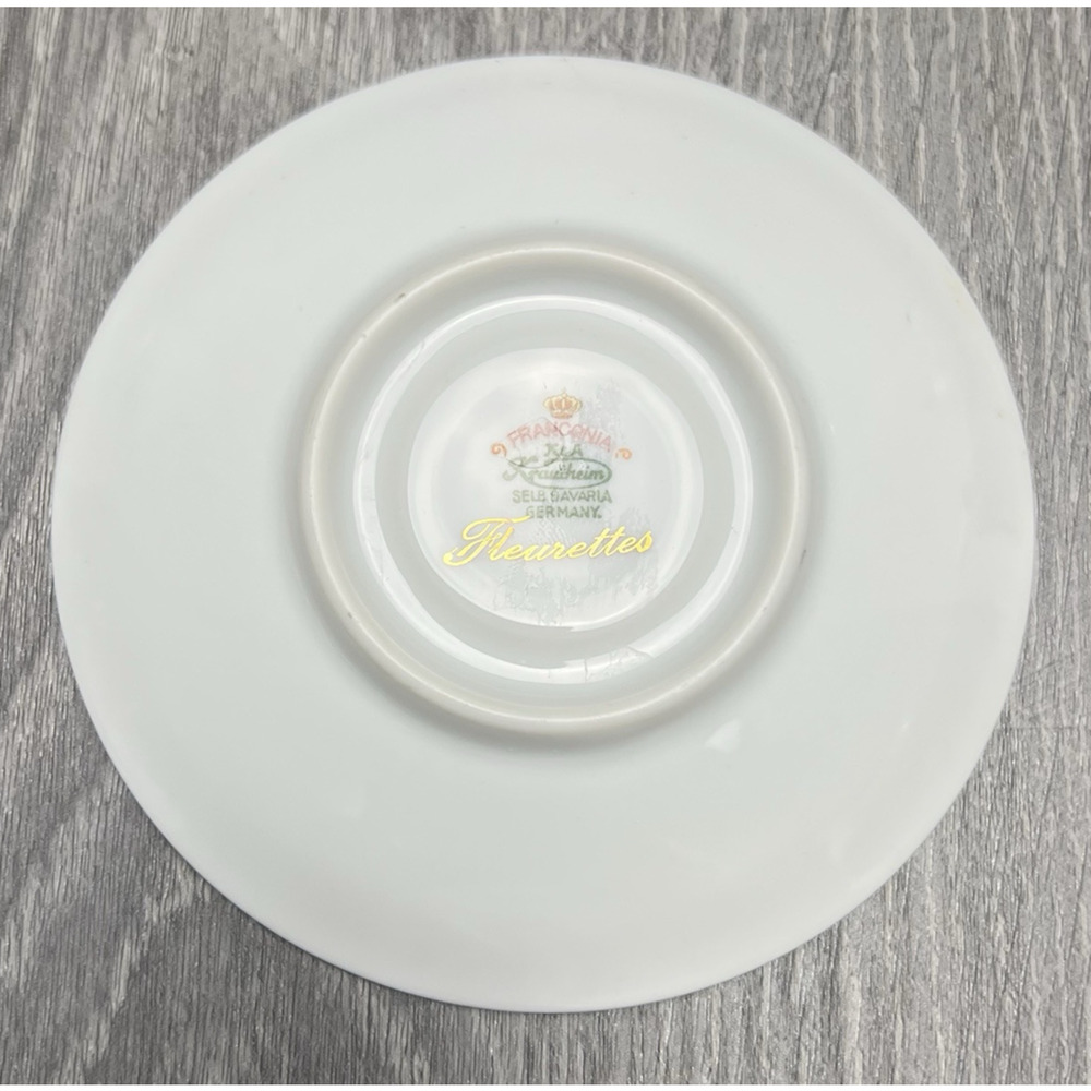 Franconia Fleurettes Selb Bavaria Tea Cup & Saucer Set Colorful Floral Gold Trim - Picture 4 of 14